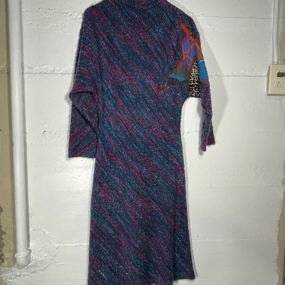 Vintage Designer Koos Ven Akker Knit Dress with Patchwork Detail Size 10 - Picture 2 of 12